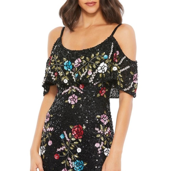 MAC DUGGAL Women's Black/Multi Prom Dress Gown Maxi Size 4 NWT - Picture 3 of 12